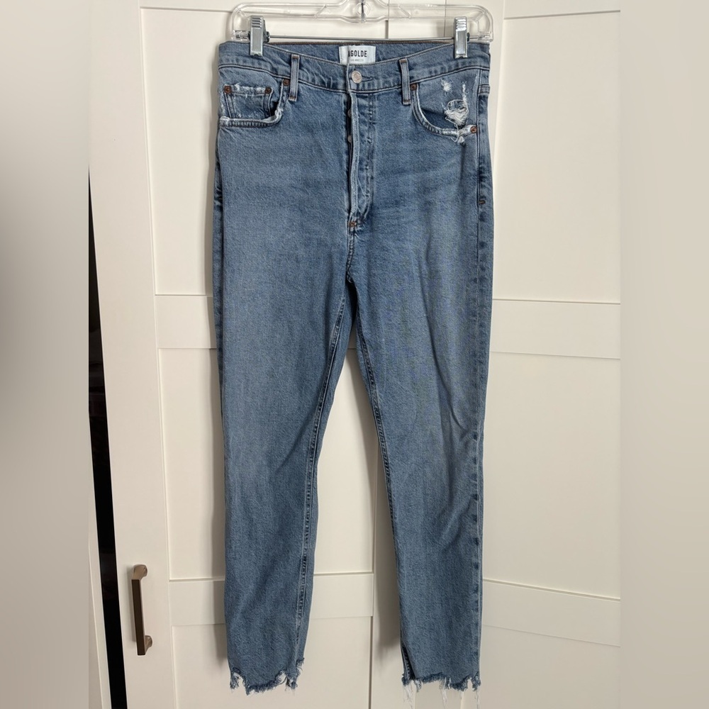 Agolde Nico Jeans Stretch Casual Chic Size 28 Minimalist Cool Distressed